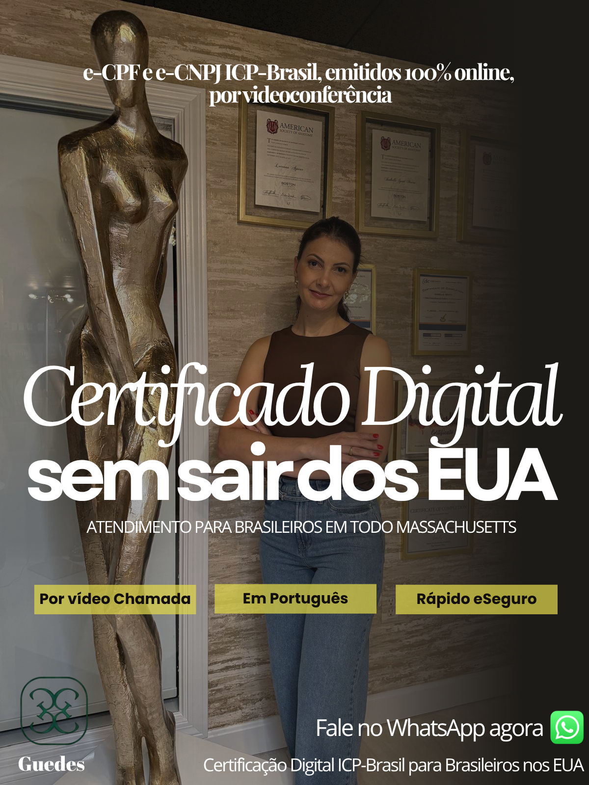 Certificado digital para brasileños en Massachusetts, servicio de Guedes Certificado